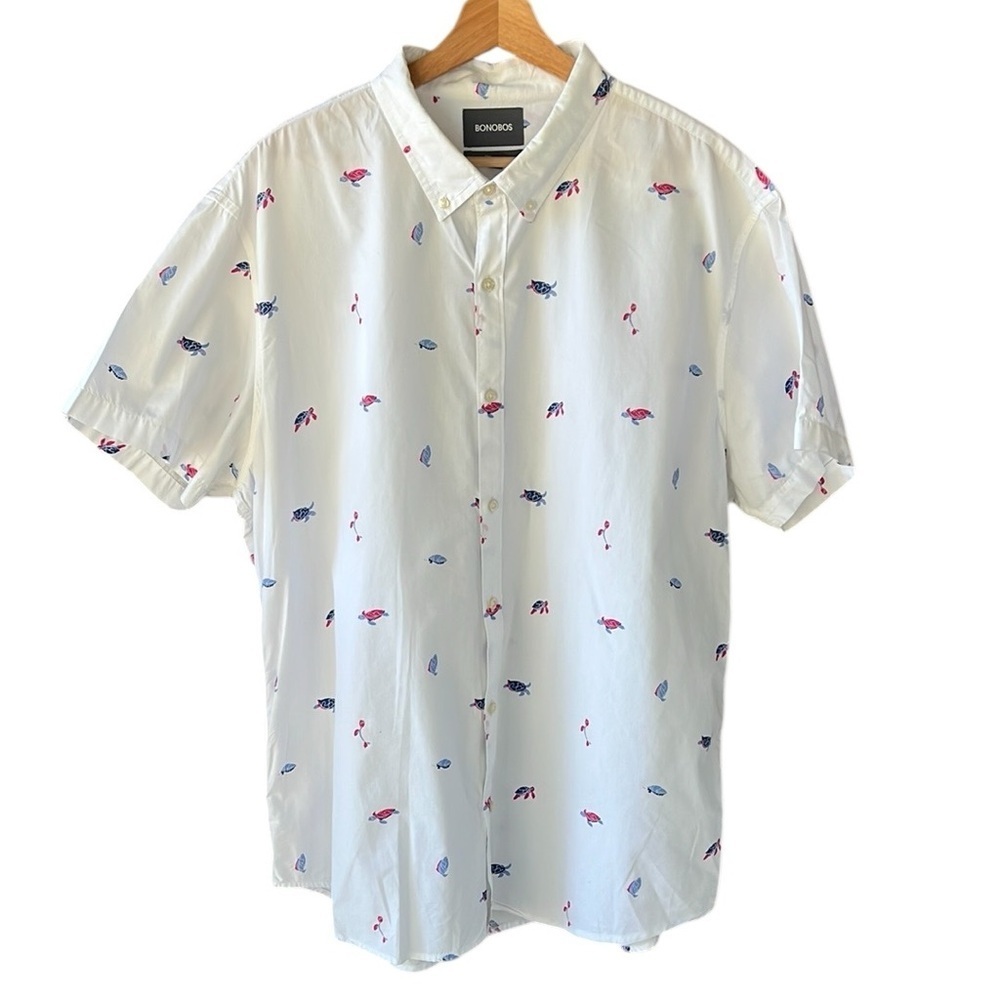 Bonobos XXL Tall Like New 100% Cotton Turtle Novelty Print Button Down Shirt